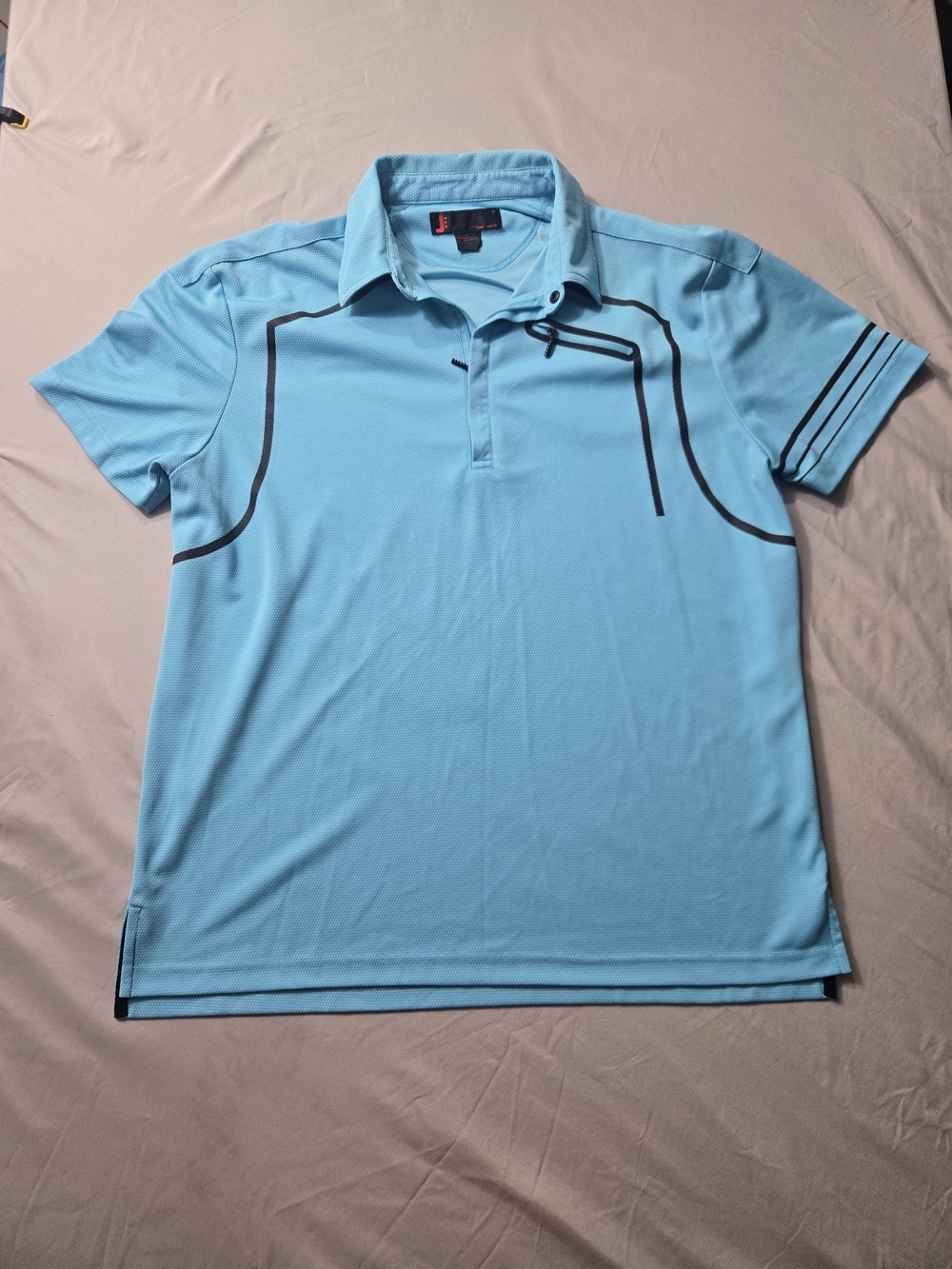 Jamie Sadock Light Blue Polo with Black Graphic Trim - Size L